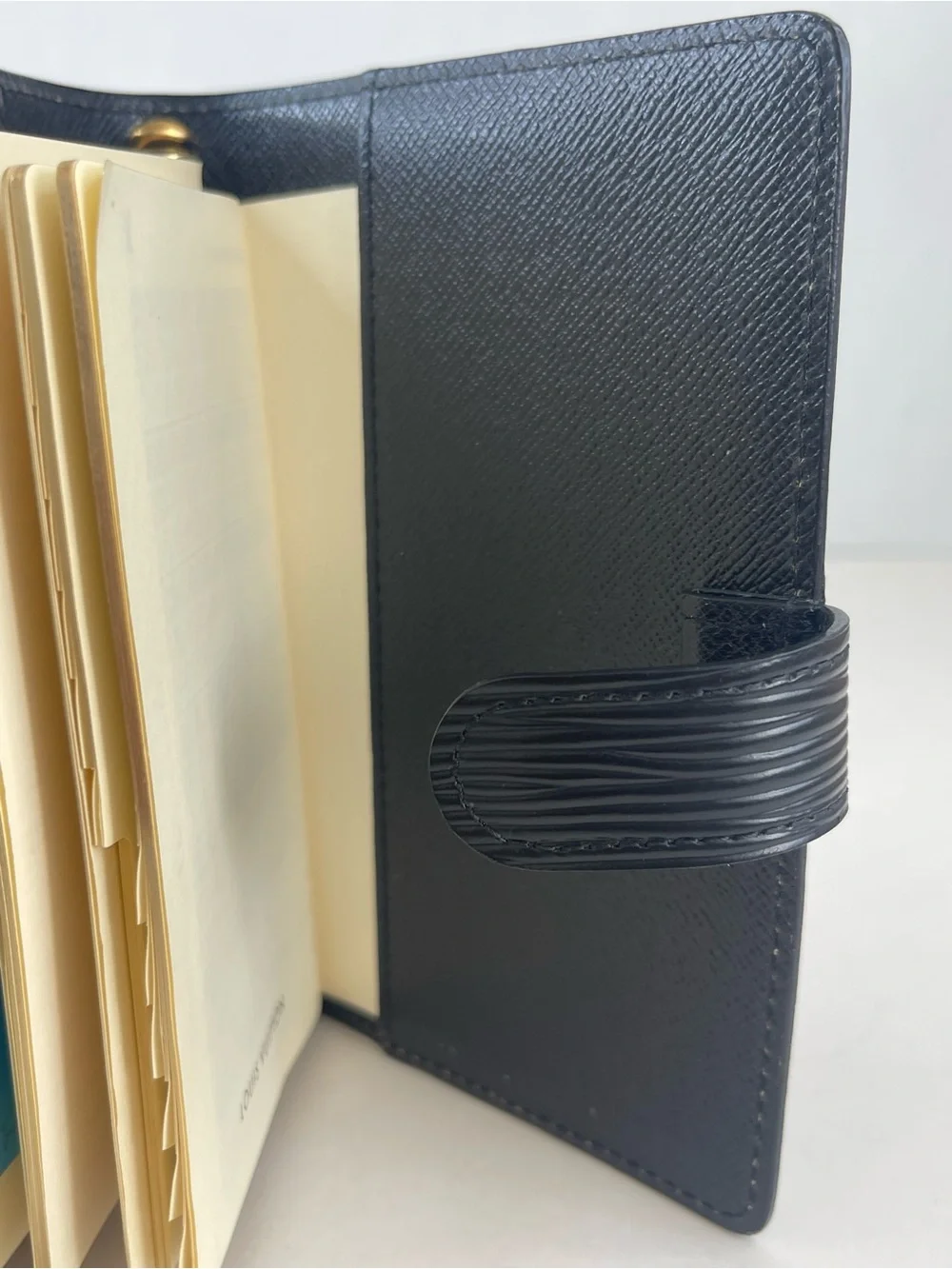 black Louis Vuitton Epi leather small ring agenda cover